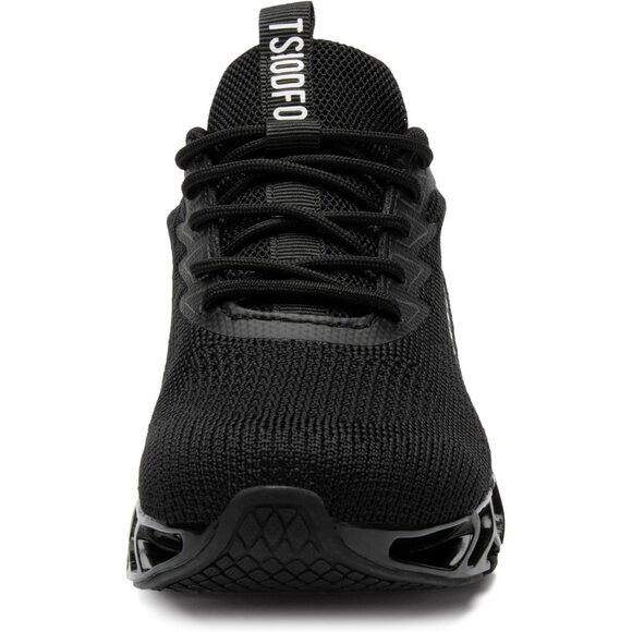 Women's Black Walking Running Tennis Blade Type Non Slip Athletic Sneakers Shoes - Picture 4 of 5